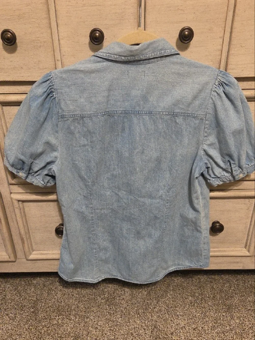 J. Crew Light Denim Puff-Sleeve Button-Down Shirt - Light Blue